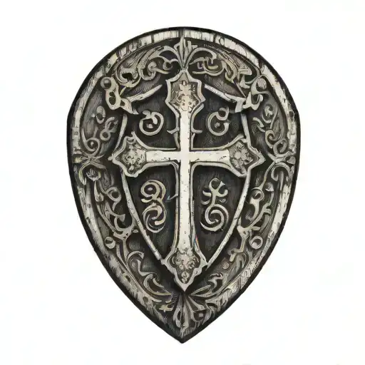 Cross Inside Shield Engraved
