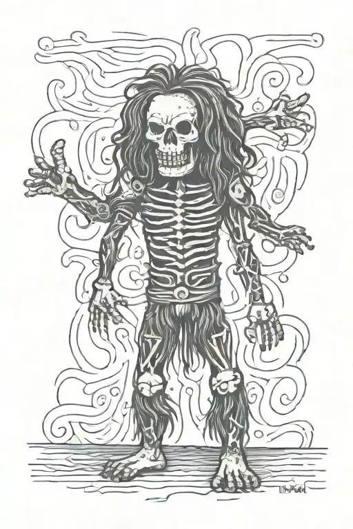 Standing Male Voodoo Doll With Long Hair And Hole In Body