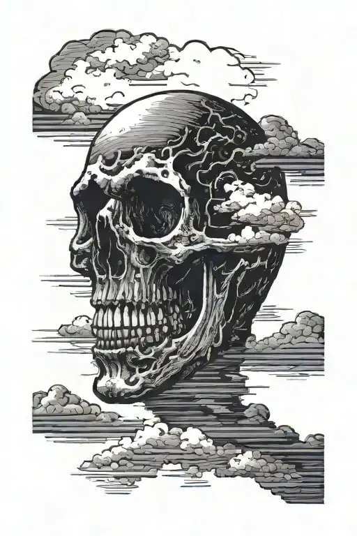 Dark Skull Eyes And Nose Obscure In Clouds
