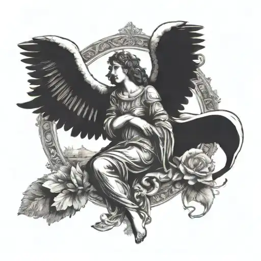 An Intricate Renaissance-inspired Tattoo Featuring An Angel In A Medieval Setting