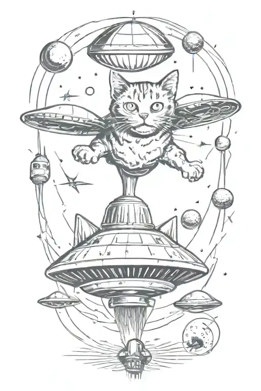 A Cat Abducted By A Ufo Sucking