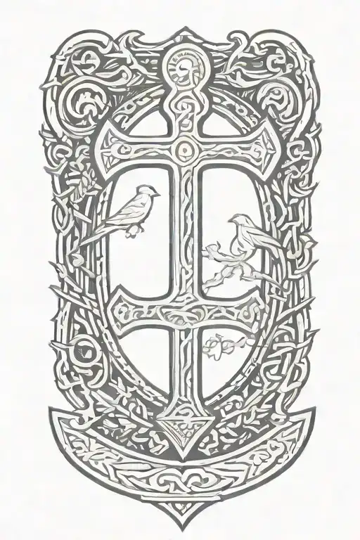 Norse Mythology Including Thors Hammer Symbol And Odins Crows