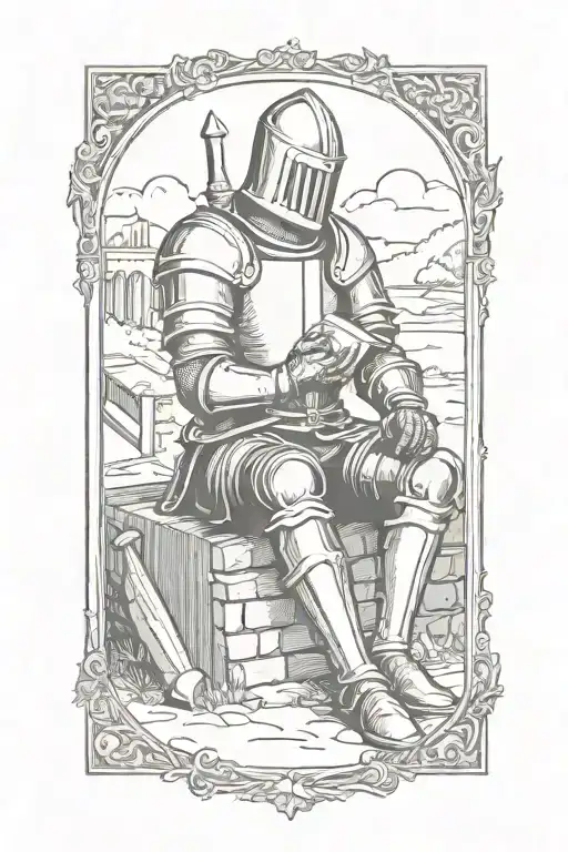 Knight Sitting On The Ground Reading A Book