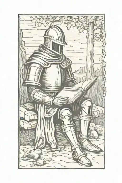 Knight Sitting On The Ground Reading A Book Open
