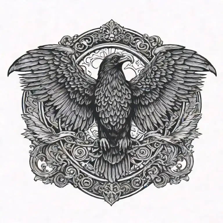 Double-headed Raven With Its Wings Outspread