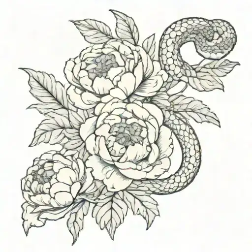 Snake Peonies And Leaves