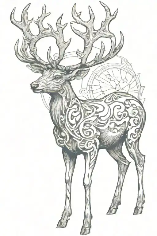 Gothic Tattoo Double-headed Deer