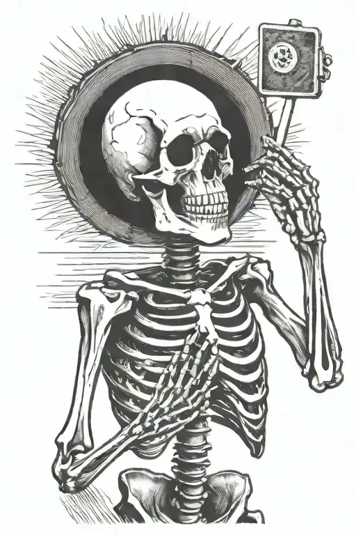 Skeleton Holding Ok Sign And Cigarette