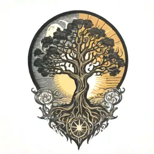 Tree Of Life And Sun And Moon