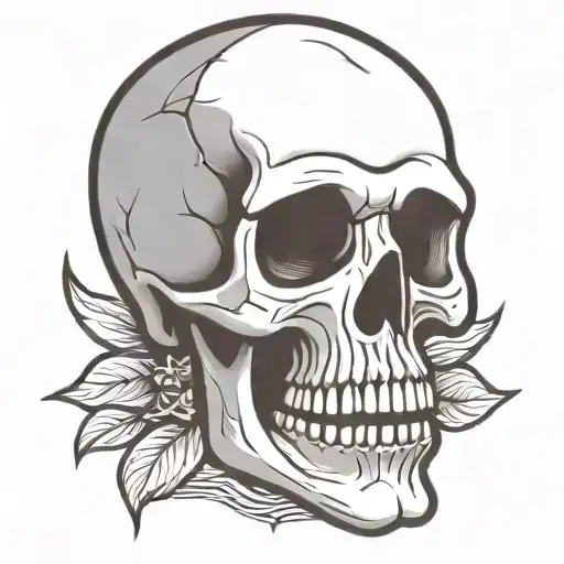 Skull Cartoon Simple Outline Comic Book Style
