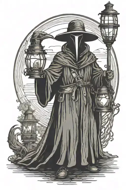 Black Plague Doctor With Lantern