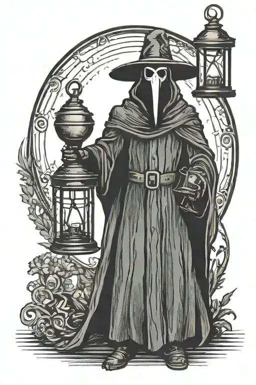 Black Plague Doctor With Lantern