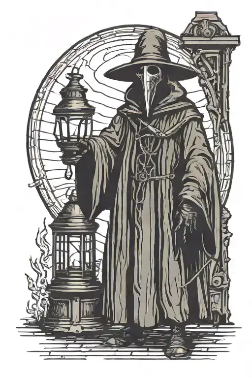 Black Plague Doctor With Lantern