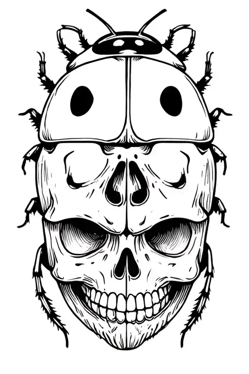 Ladybug With Skull Surrounded
