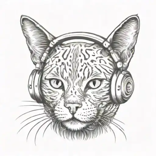 A Exotic Short Hair Cat Wearing Headphones