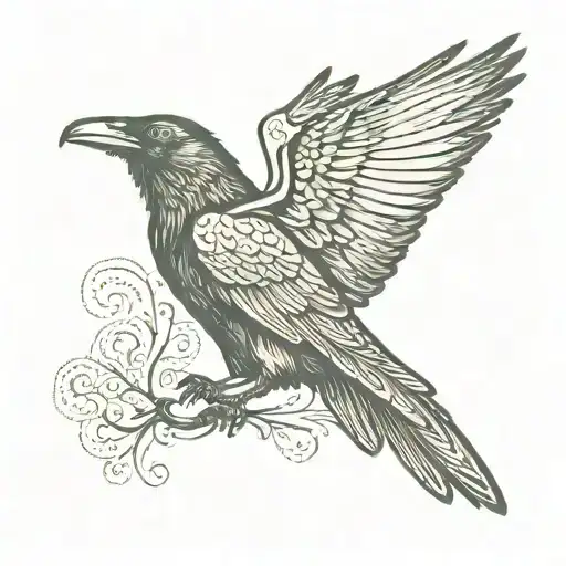 Raven With Outstretched Wings