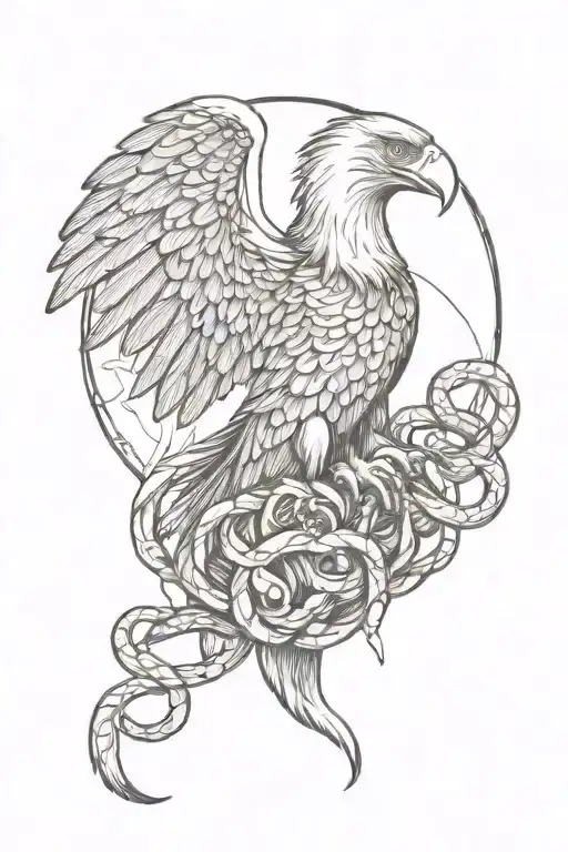 Eagle With Snakes And Skull
