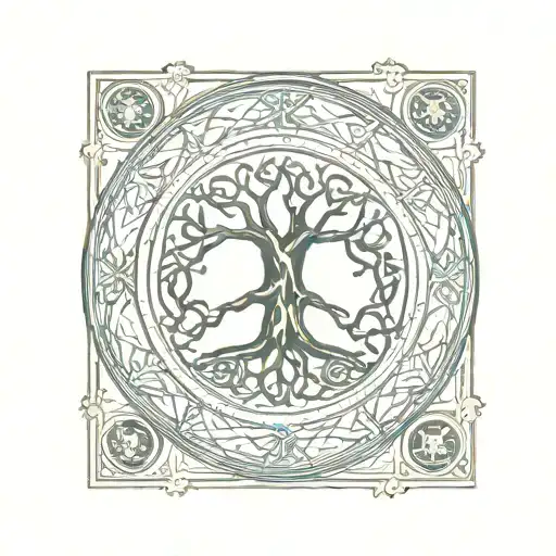 Celtic Tree Of Life With Nordic Compass Surrounded