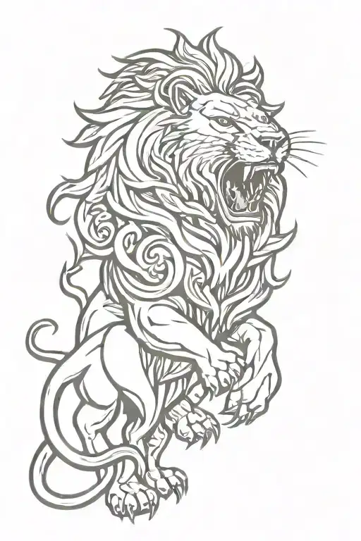 Tribal Design Incorporating Lion Roaring