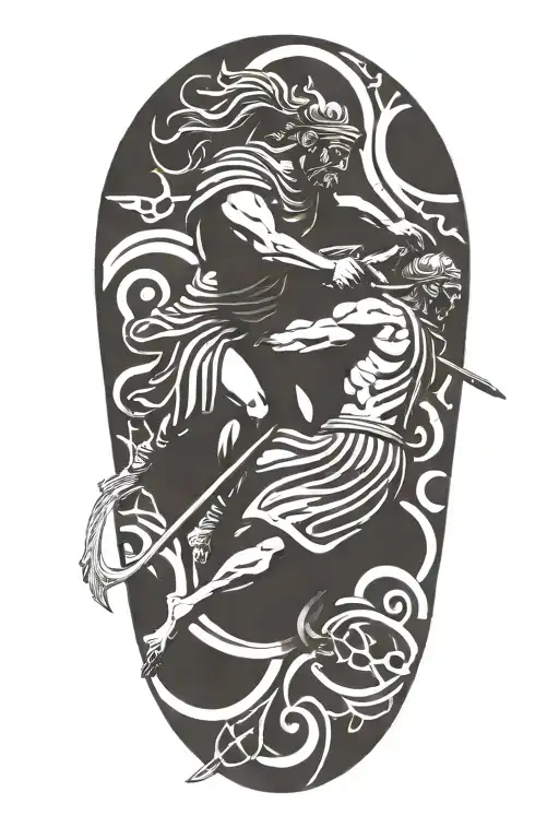 Achilles Fighting Hector Greek Art Abstract