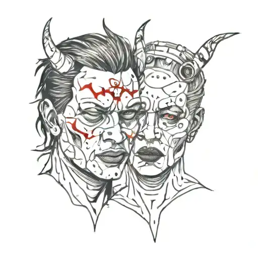 Trash Polka Dark Atmosphere Two Expressions On One Person's Face Red Black Devil Feeling