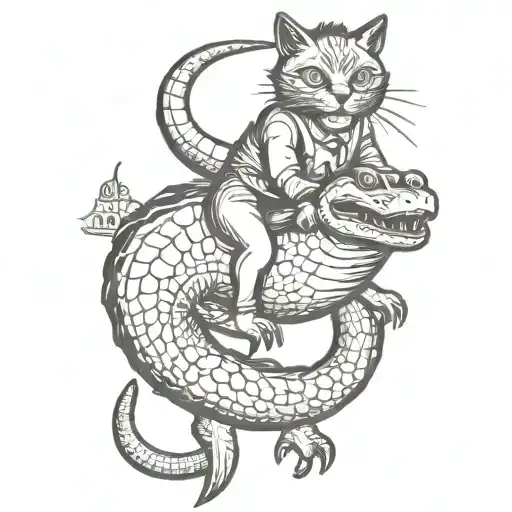 Cat Riding Alligator