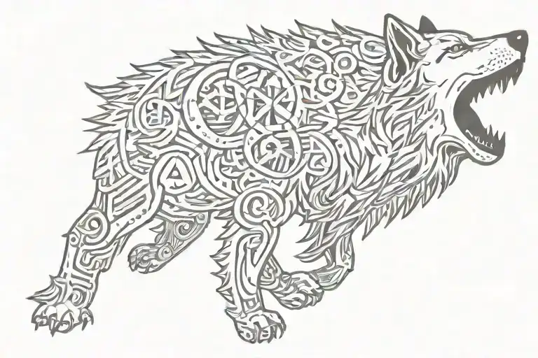 Helm Of Awe With A Wolf