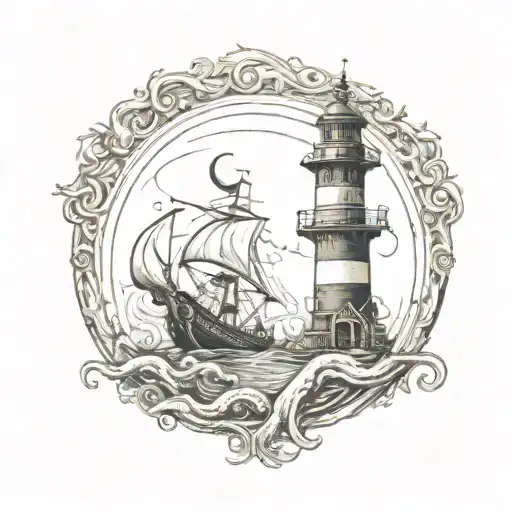 Kraken With Light House Surrounded