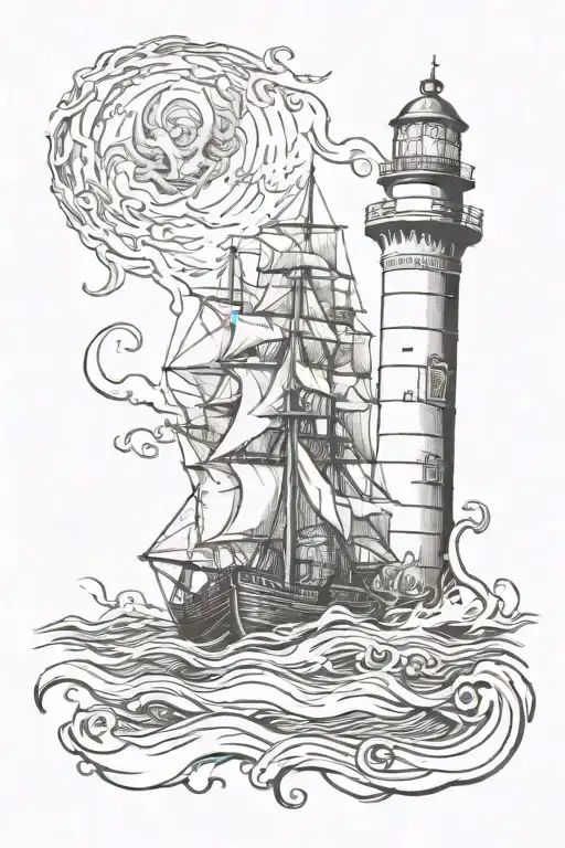 Kraken With Light House Surrounded