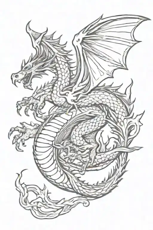 Dragon With Open Wings