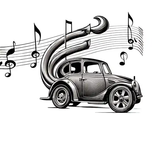 Car Turbo Combined With A Music Note