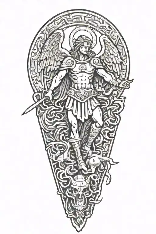 Saint Michael Killing A Demon With Rams Head