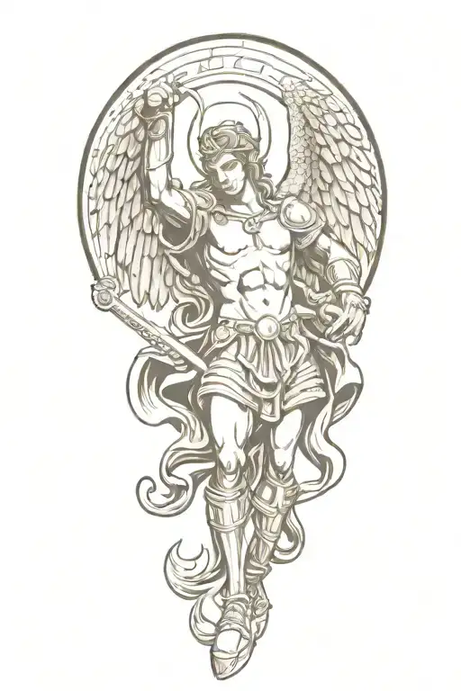 Saint Michael Killing A Demon With Rams Head