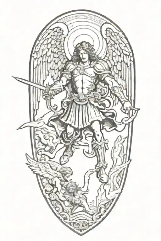 Saint Michael Archangel Killing Demon