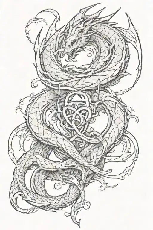 Dragon Heart Intertwined With An Infinity Sign