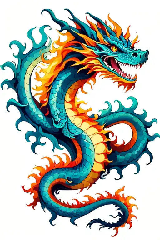 Water And Fire Dragon Wrapped Loosely