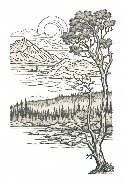 Forest Clearing With Mountains