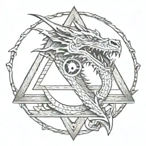 Dragon Inside An Evil Eye Triangle Shape