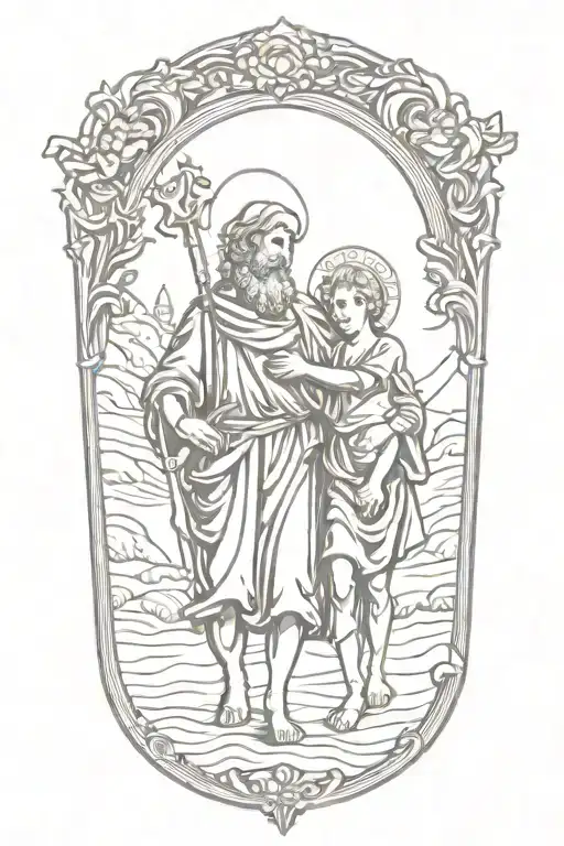 St Christopher With Baby Jesus Walking