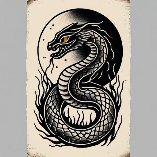 Whispers of the Moonlit Serpent Tattoo idea