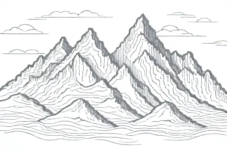 Mountain Range Outline Wide Minimalist