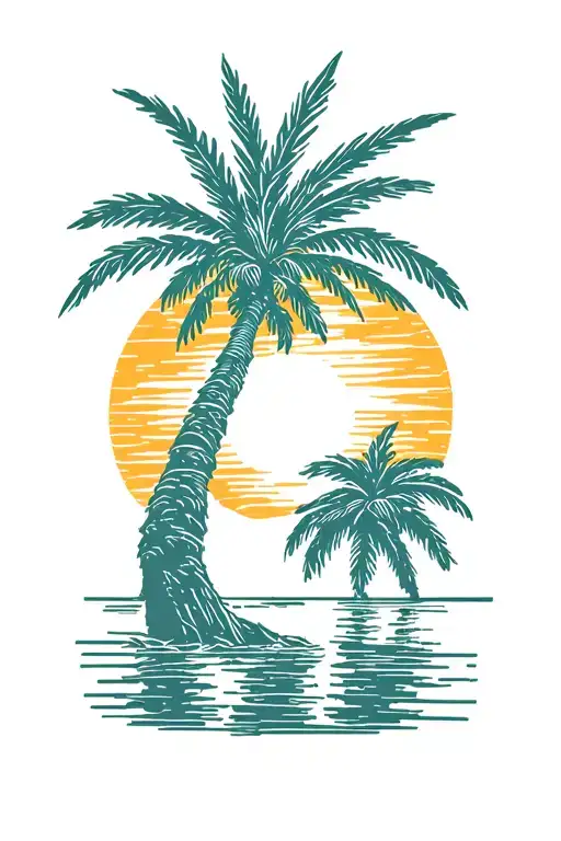 Palm Tree And Sunset