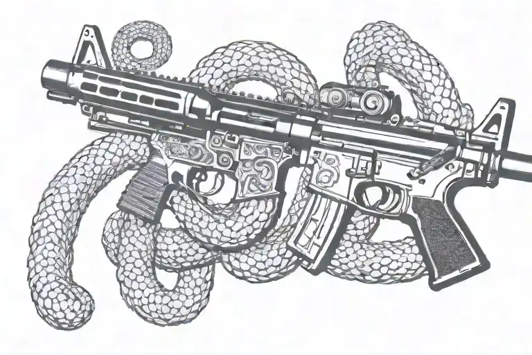 American Ar 15 Rifle With Rattle Snake Wrapping Ot Around