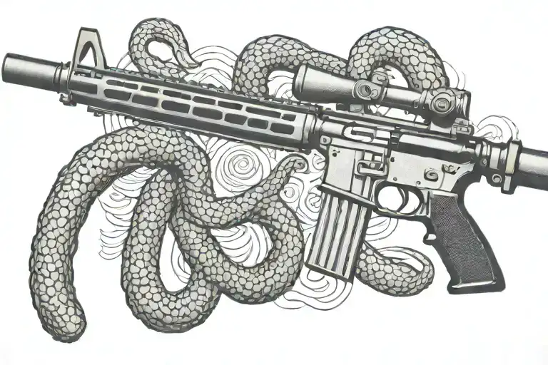 American Ar 15 Rifle With Rattle Snake Wrapping Ot Around