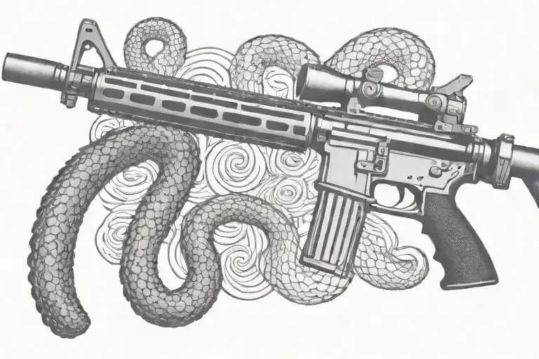 American Ar 15 Rifle With Rattle Snake Wrapping Ot Around