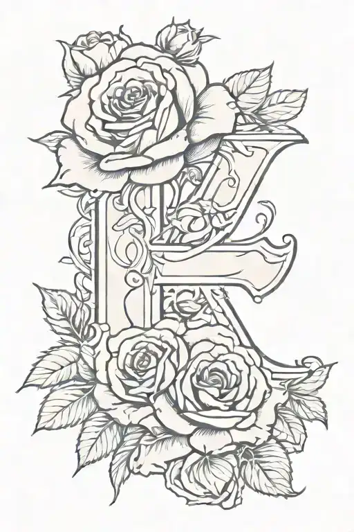P Initial With Rose