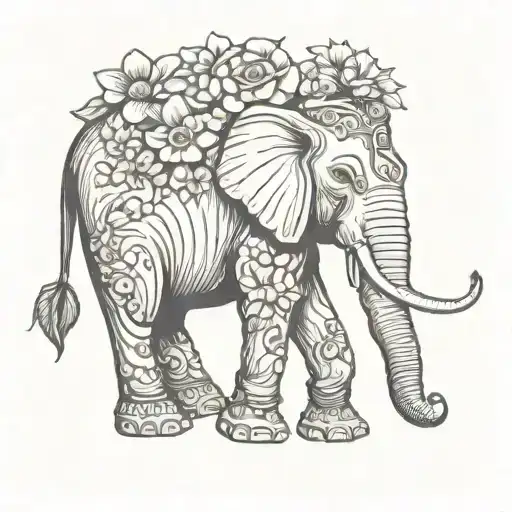Elephant With Flowers