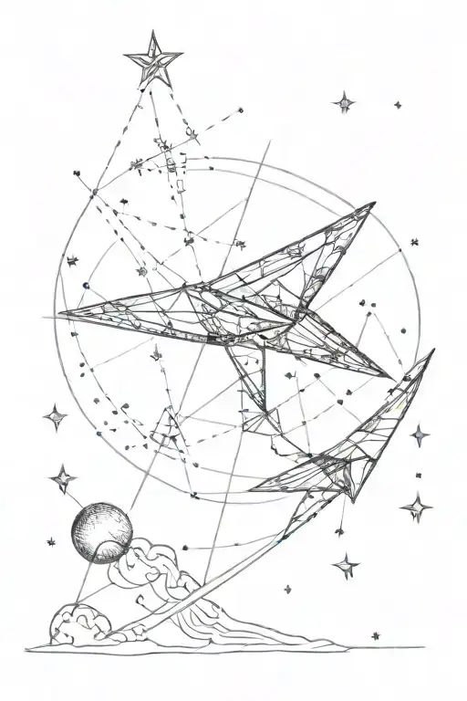 Cancer Constellation And Paper Airplane Flying