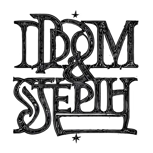 Dom And Steph Names Written In Cool Letters With A Single Star