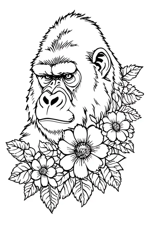 Gorilla And Flowers